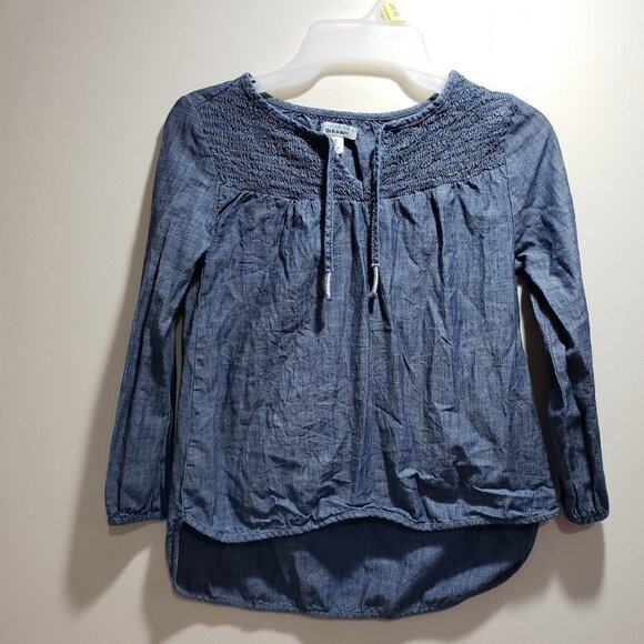 Old Navy Girls Blue Long Sleeve Design Pattern Chic Top – Size M, Good Condition - Picture 3 of 7